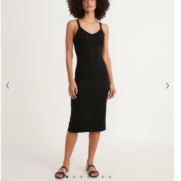 Marine Layer Dresses & Skirts - Marine Layer Women’s LARGE Black Midi Lexi Rib Spaghetti Strap Dress